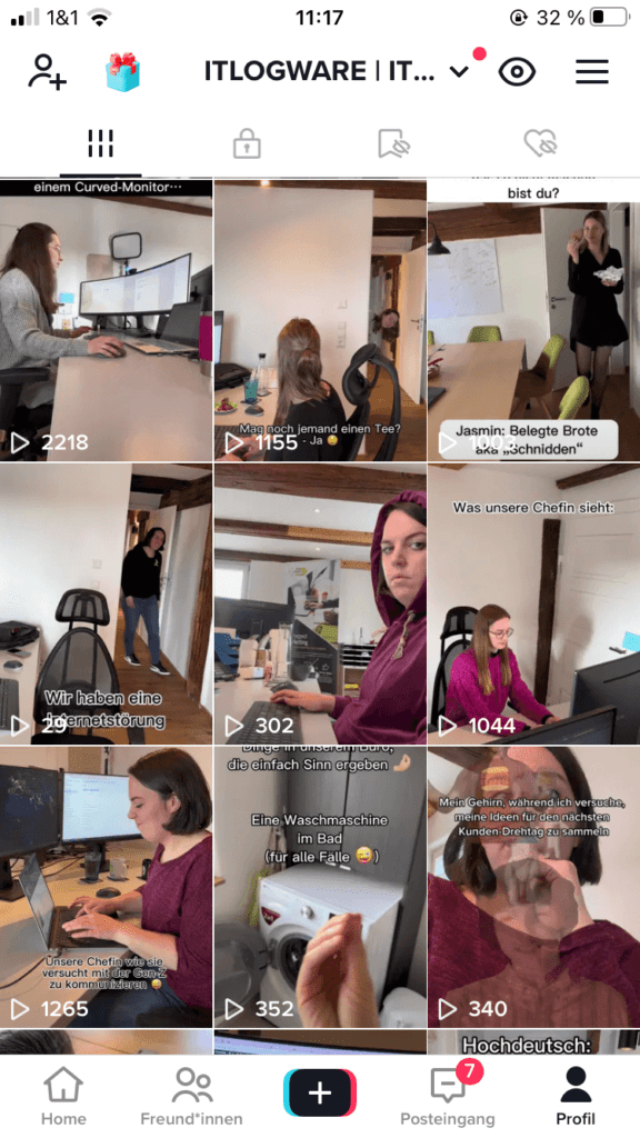 Zu sehen ist der Tik Tok Feed von ITLOGWARE