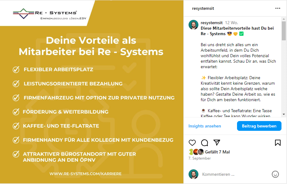 Zu sehen ist ein Screenshot aus Instagram