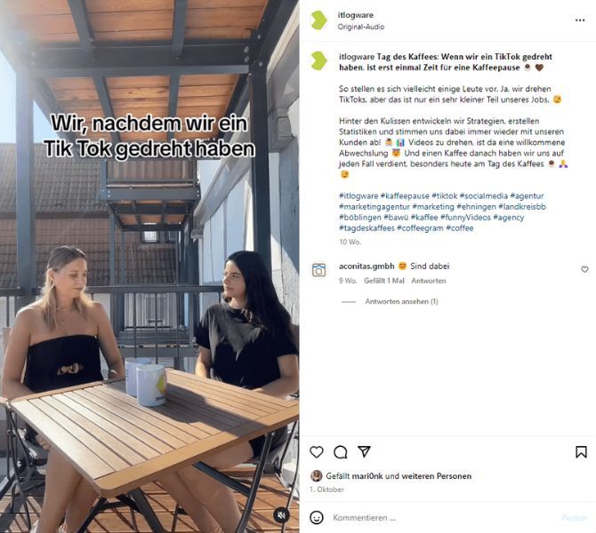 Zu sehen ist ein Screenshot unseres Instagram-Reels