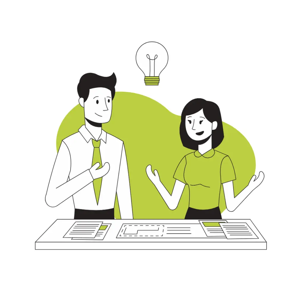 Zu sehen sind zwei Personen, die sich unterhalten