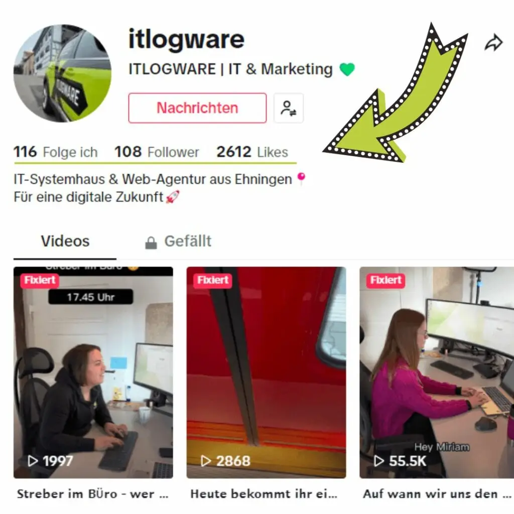 Zu sehen ist ein Screenshot des TikTok Accounts von ITLOGWARE